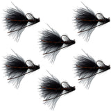 Tungsten Bead Tactical Black Mini Bugger Czech Nymph Euro Nymphing Fly - 6 Flies Size 8