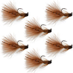 Tungsten Bead Tactical Brown Mini Bugger Czech Nymph Euro Nymphing Fly - 6 Flies Size 8