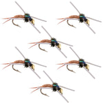 Tungsten Bead Head Rubber Legs Copper John Nymph Fly Fishing Flies - Set of 6 Flies Hook Size 16