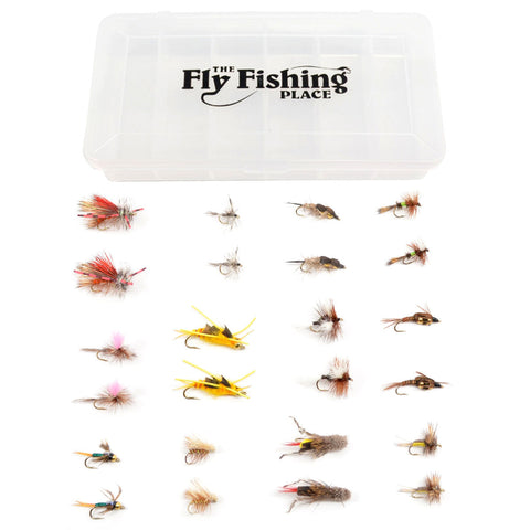 Trout Fly Assortment - Essential Western Dry and Nymph Fly Fishing Flies Collection - 2 Dozen Trout Flies with Fly Box