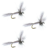 3 Pack Barbless White Wulff Classic Hair Wing Dry Fly - Hook Size 10