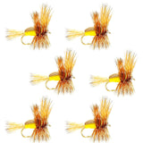 Barbless Yellow Humpy Classic Hair Wing Dry Fly - 6 Flies Hook Size 10