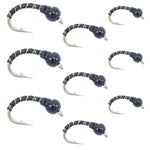 Black Zebra Midge Assortment 3 Each of 3 Sizes 14, 16, 18 - Tailwater Fly Fishing Flies Collection