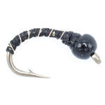 Black Zebra Midge - Black Bead Head - 6 Flies Size 14 - Tailwater and Lake Fly Fishing Flies