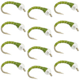 Bead Head Olive Zebra Midge Still Water Nymph 1 Dozen  Hook Size 14