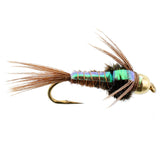 Tungsten Bead Head Flash Back Pheasant Tail Nymph 1 Dozen Flies  Size 16