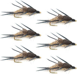 Double Bead Gold Ribbed Hare's Ear Nymph Fly Fishing Flies - Trout and Bass Wet Fly - 6 Flies Hook Size 8