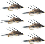 Double Bead Gold Ribbed Hare's Ear Nymph Fly Fishing Flies - Trout and Bass Wet Fly - 6 Flies Hook Size 14