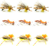 Grasshopper Trout Flies Fishing Flies Assortment Dropper Hopper Foam Body - 9 Flies 3 Patterns Hook Size 10
