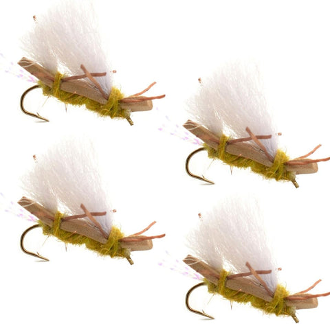 4 Pack Chubby Chernobyl Ant Golden Foam Body Grasshopper Fly - Hook Size 10