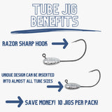 Reaction Tackle Lead Tube Jig Heads-10-Pack