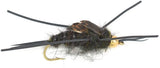 Basics Collection - Kaufmann's Tungsten Bead Black Stonefly Nymph Assortment 10 Bead Head Rubber Legs Wet Flies - 2 Each Hook Sizes 4, 6, 8, 10, and 12