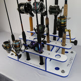 Made in the USA Fishing Rod Holder Rack | Marine Grade HDPE | 12 Pole Waterproof Wash-down | Dock, Garage, Boat, Storage | 1.5 in Holes | Fits All Sizes