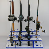 Made in the USA Fishing Rod Holder Rack | Marine Grade HDPE | 12 Pole Waterproof Wash-down | Dock, Garage, Boat, Storage | 1.5 in Holes | Fits All Sizes