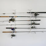 Made in the USA Fishing Rod Holder Rack Organizers | Wall or Ceiling Mounted Fishing Rod Rack | Durable Marine Grade HDPE Plastic | Fishing Pole Holder Holds up to 3 to 12 + Stackable