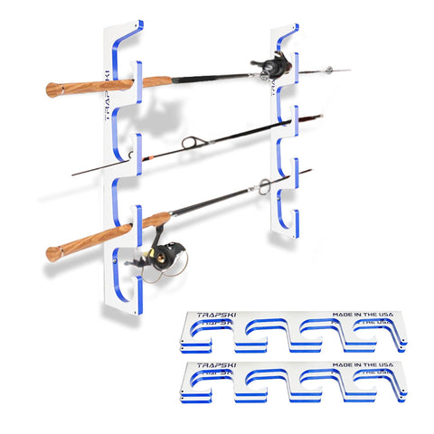 Made in the USA Premium Fishing Rod/Pole Holder Rack Organizers | Wall or Ceiling or Boat Mounted Fishing Rod Rack | Durable Marine Grade HDPE Plastic | Stackable Storage