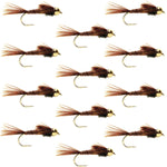 Barbless Bead Head Pheasant Tail Nymph Fly 1 Dozen Flies Hook Size 14