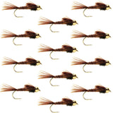 Barbless Bead Head Pheasant Tail Nymph Fly 1 Dozen Flies Hook Size 16