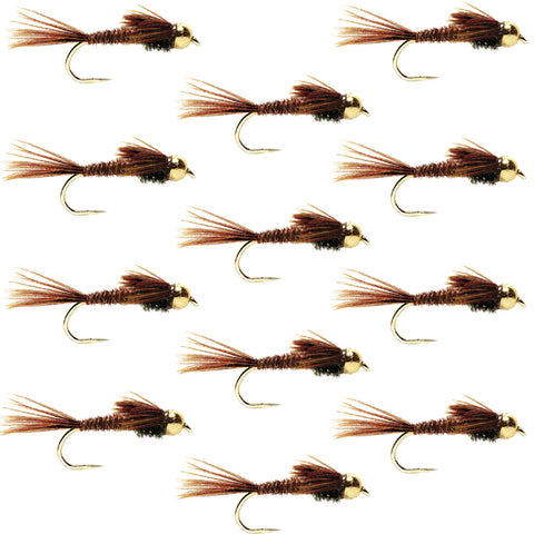 Barbless Bead Head Pheasant Tail Nymph Fly 1 Dozen Flies Hook Size 18