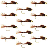 Barbless Bead Head Pheasant Tail Nymph Fly 1 Dozen Flies Hook Size 10