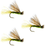 3 Pack Olive X Caddis Emerging Caddis Adult Trout Dry Fly - Hook Size 16