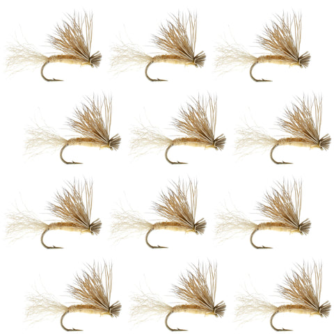 Tan X Caddis Emerging Caddis Adult Trout Dry Fly - 1 Dozen Flies Hook Size 14