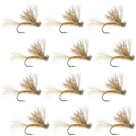 Tan X Caddis Emerging Caddis Adult Trout Dry Fly - 1 Dozen Flies Hook Size 18