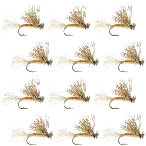 Tan X Caddis Emerging Caddis Adult Trout Dry Fly - 1 Dozen Flies Hook Size 16