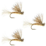 3 Pack Tan X Caddis Emerging Caddis Adult Trout Dry Fly - Hook Size 18