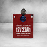Dakota 12V 23Ah Lithium Battery with Voltmeter and Dual USB Ports - FREE SHIPPING!