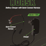 Norsk 2A 12.6V Lithium Ion Battery Charger w/ Quick Connect Harness