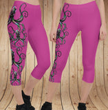 Rockstarlette Octopus Logo CAPRI Leggings, Black or Hot Pink