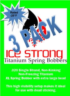 Ice Strong Titanium Spring Bobber 3-Pack XL