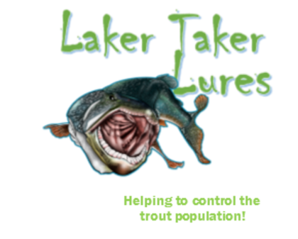 Laker Taker lures logo, helping to control the trout population